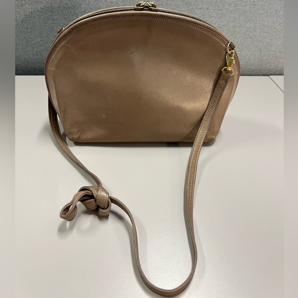Artbag Vintage Dome Leather Taupe Crossbody Bag Made in Italy - Picture 2 of 16